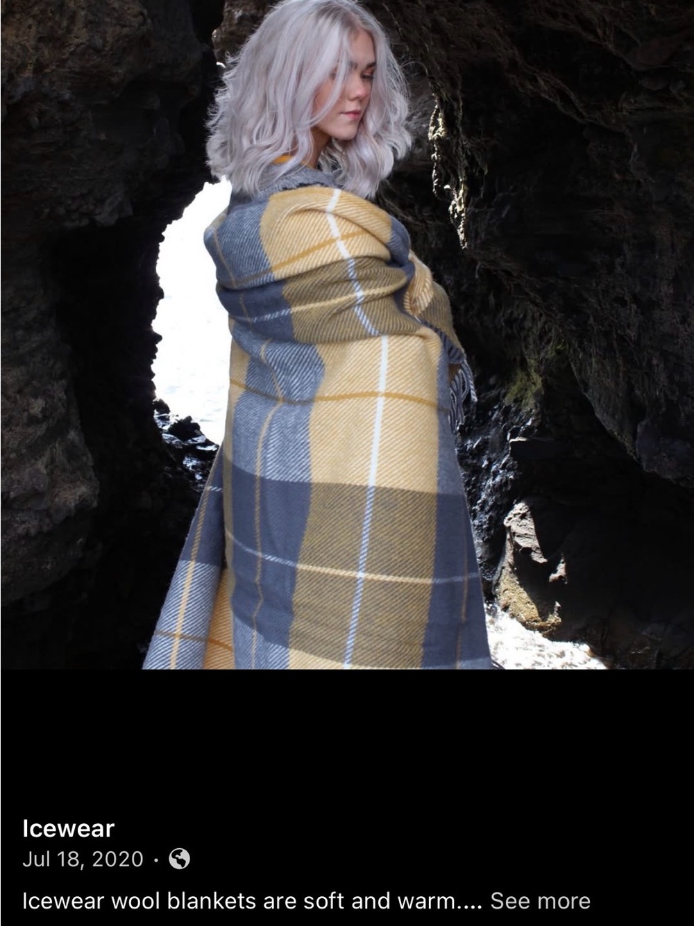 Icewear Yellow & Gray Plaid Wool Wrap